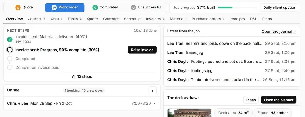 Timeheet Due Jobs, crew and timesheets | The Deck Hub features