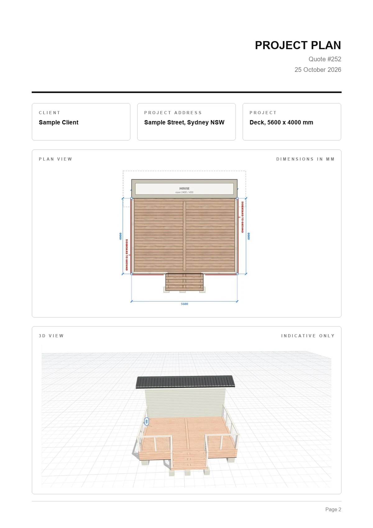 Project plan page